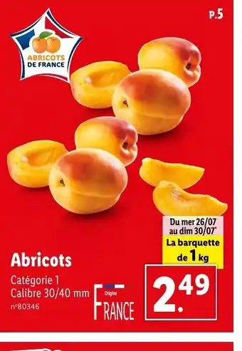 Lidl Abricots Catégorie 1 offre