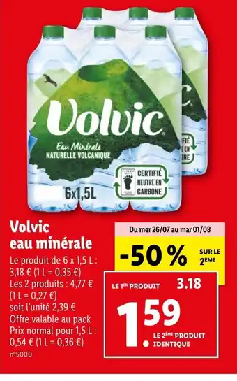 Lidl Volvic eau minérale offre