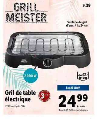 Lidl Gril de table électrique offre