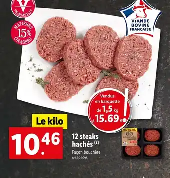 Lidl 12 steaks hachés (2) Façon bouchère offre