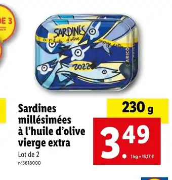 Lidl Sardines millésimées à l'huile d'olive offre