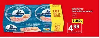 Lidl Petit Navire thon entier au naturel offre