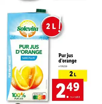 Lidl PUR JUS D'ORANGE offre