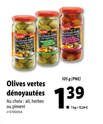 Lidl Olives vertes dénoyautées offre