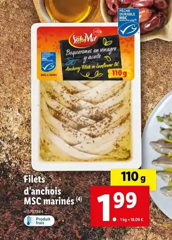 Lidl Filets d'anchois MSC marinés (4) offre