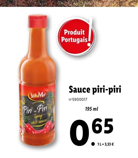 Promo Sauce piripiri chez Lidl