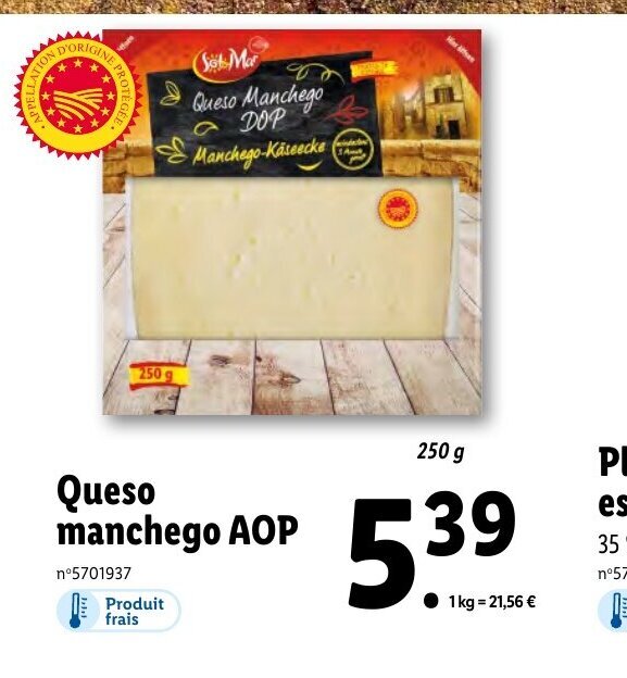 Promo Queso manchego AOP chez Lidl