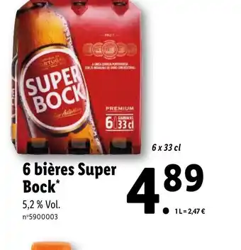 Lidl 6 bières Super Bock* 5,2 % Vol. offre