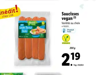 Lidl Saucisses (3) vegan Variétés au choix offre