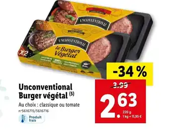 Lidl Unconventional Burger végétal (5 offre