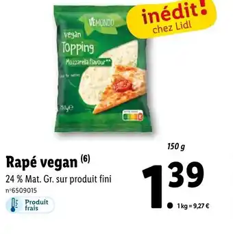 Lidl Rapé vegan offre