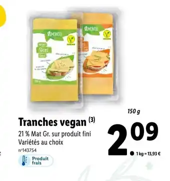 Lidl Tranches vegan offre