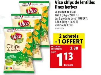 Lidl Vico chips de lentilles fines herbes offre