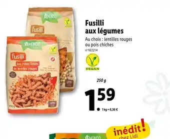 Lidl Fusilli aux légumes Au choix: lentilles rouges offre