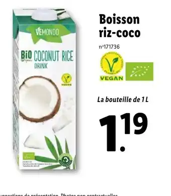 Lidl Boisson riz-coco offre