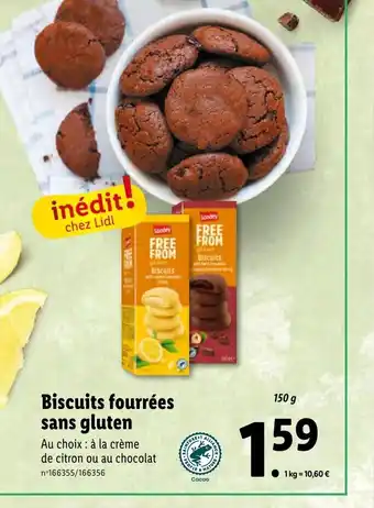 Lidl Biscuits fourrées sans gluten offre