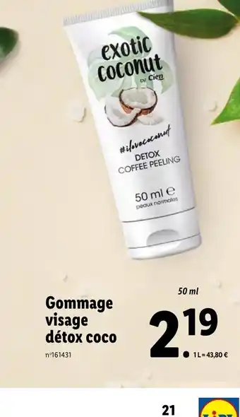 Lidl Gommage visage détox coco offre