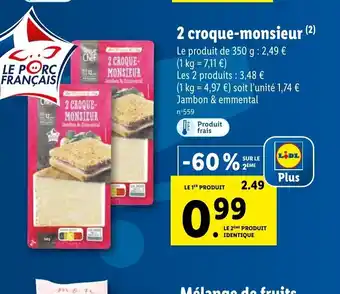 Lidl 2 croque-monsieur (²) offre