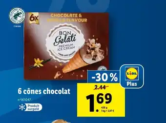 Lidl 6 cônes chocolat offre