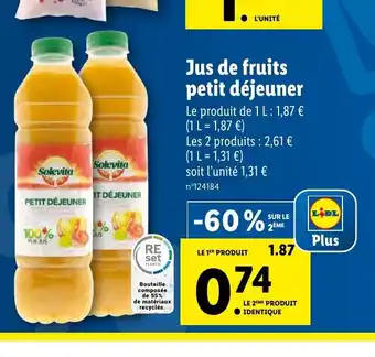 Lidl Jus de fruits petit déjeuner offre
