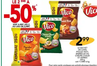 Stokomani Vico le sachet de chips poulet rôti, barbecue ou chèvre chaud et herbes offre