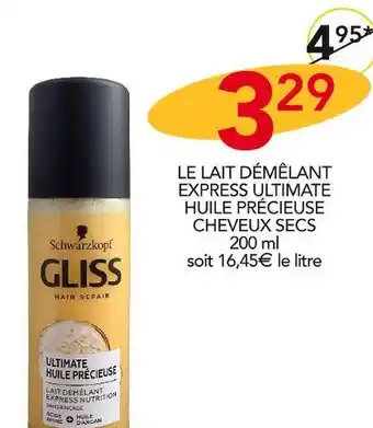 Stokomani Gliss le lait démêlant express ultimate huile précieuse cheveux secs offre