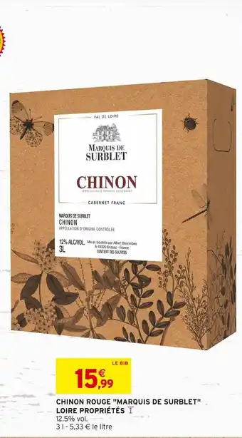 Marquis de surblet chinon rouge loire propriétés
