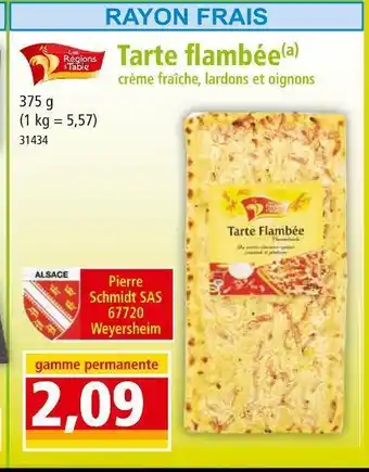 Norma Les régions à la table tarte flambée offre