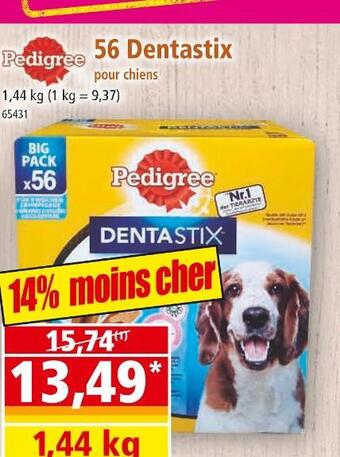 Norma Pedigree 56 dentastix pour chiens offre