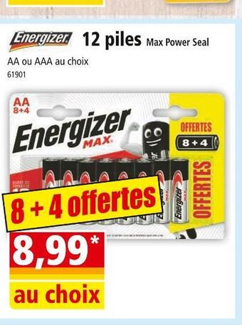 Norma Energizer 12 piles max power seal offre