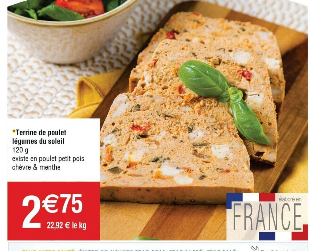 Promo *Terrine de poulet légumes du soleil 120 g chez Cora