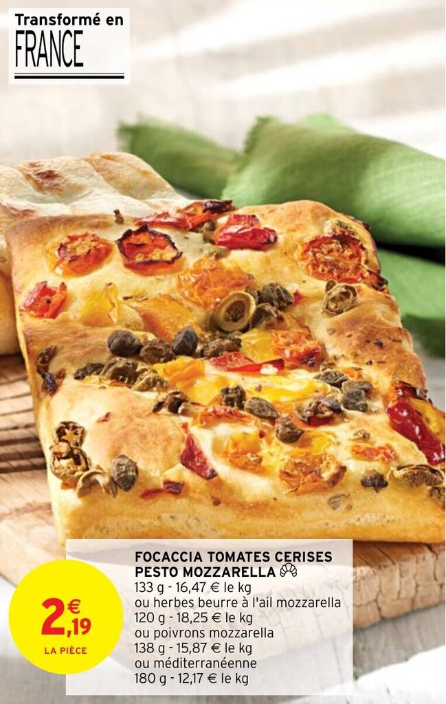 Promo FOCACCIA TOMATES CERISES PESTO MOZZARELLA chez Intermarché Hyper