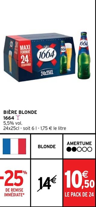 Intermarché Hyper BIÈRE BLONDE 1664 offre