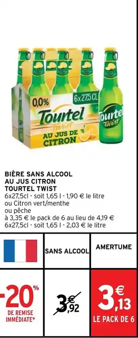 Intermarché Hyper BIÈRE SANS ALCOOL AU JUS CITRON TOURTEL TWIST offre