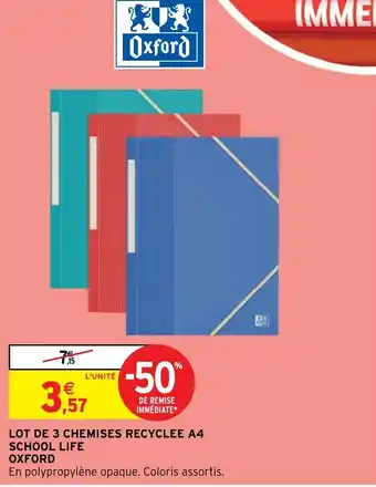 Intermarché Hyper LOT DE 3 CHEMISES RECYCLEE A4 offre