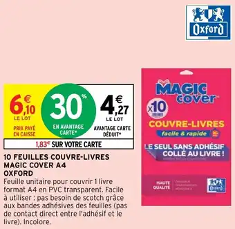 Intermarché Hyper 10 FEUILLES COUVRE-LIVRES MAGIC COVER A4 offre