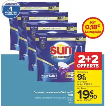 Carrefour Capsules Lave-vaisselle Tout en 1(d) SUN offre