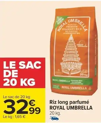 Carrefour Riz long parfumé ROYAL UMBRELLA 20 kg. offre