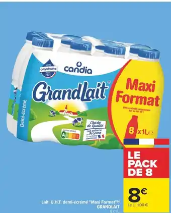 Carrefour Lait U.H.T. demi-écrémé "Maxi Format"(P) offre