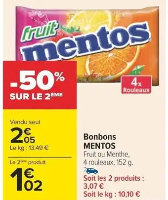 Carrefour Bonbons MENTOS offre