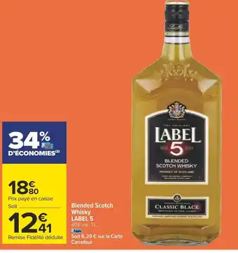 Carrefour Blended Scotch Whisky LABEL 5 40% vol., 1 L. offre