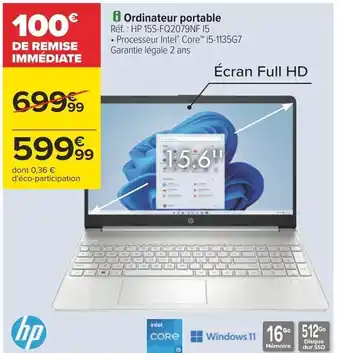 Carrefour i Ordinateur portable Réf. : HP 15S-FQ2079NF 15 offre