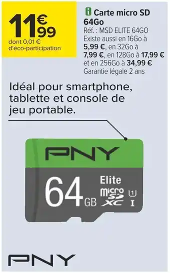 Carrefour i Carte micro SD 64Go offre