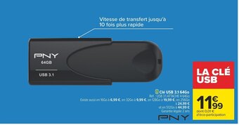 Carrefour Clé USB 3.1 64Go offre
