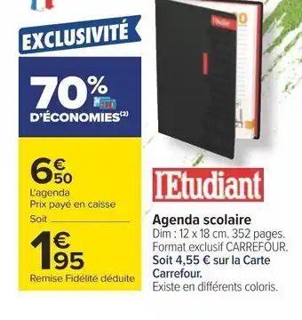 Carrefour Agenda scolaire offre
