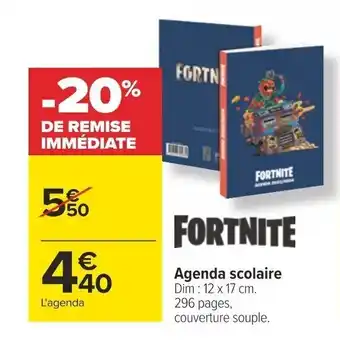 Carrefour Agenda scolaire Dim : 12 x 17 cm. 296 pages, couverture souple. offre