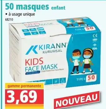 Norma 50 masques enfant offre