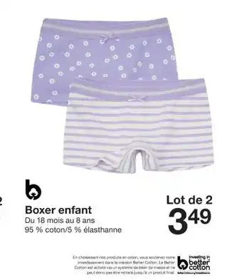 Zeeman Boxer enfant Du 18 mois au 8 ans 95% coton/5 % élasthanne offre