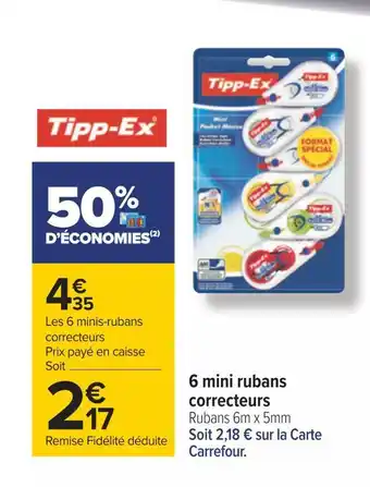 Carrefour Tipp-ex 6 mini rubans correcteurs offre