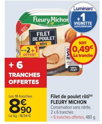 Carrefour Fleury michon filet de poulet rôti offre